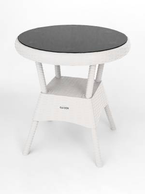 Стол садовый круглый Bermonti со стеклом, белый Стол садовый круглый Bermonti со стеклом, белый