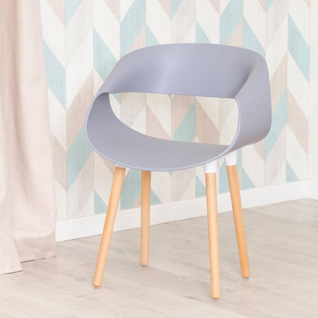 Стул QXX (mod. C1058-1) пластик/дерево, 60 х 53 х 81 см, Grey (серый) 92717 / натуральный (Комплект из 4 шт.) серый пластик/дерево