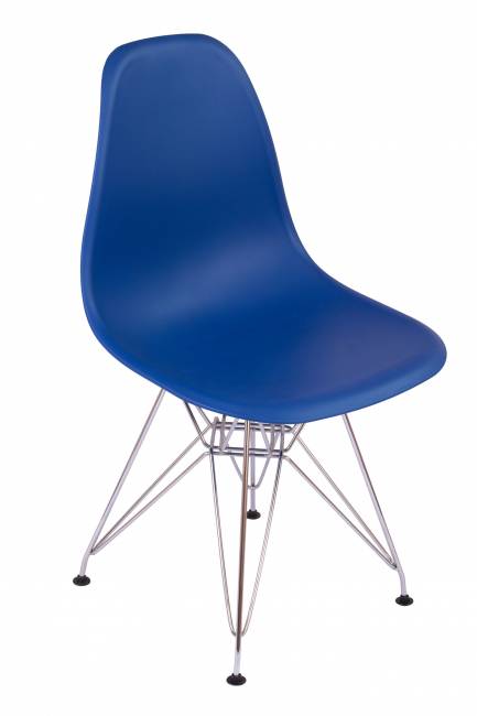 Стул Eames синий, опора металл