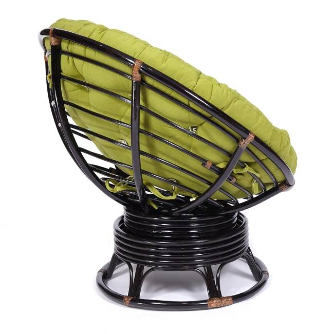 Кресло-качалка PAPASAN/ПАПАСАН w 23/01 B /с подушкой/ 115х78х104 см, Antique brown (античный черно-коричневый), флок Олива, 23 Antique brown (античный черно-коричневый)