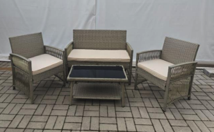 Набор мебели Лондон (стол+2кресла+диван ротанг серо-бежевый, подушки бежевые) Набор мебели Лондон (стол+2кресла+диван ротанг серо-бежевый, подушки бежевые)
