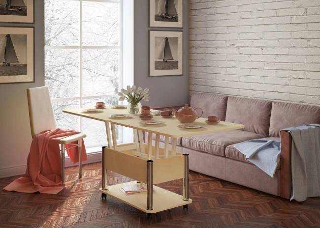 Стол- трансформер Дебют 3 светлый венге / ножки хром