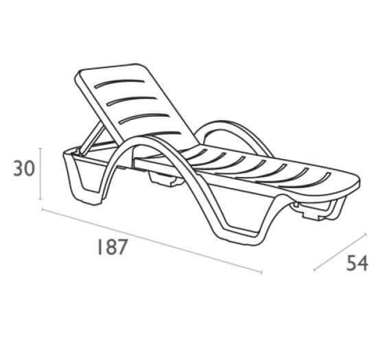 Шезлонг-лежак пластиковый Havana белый 1870x540x300 мм Шезлонг-лежак пластиковый Havana белый 1870x540x300 мм