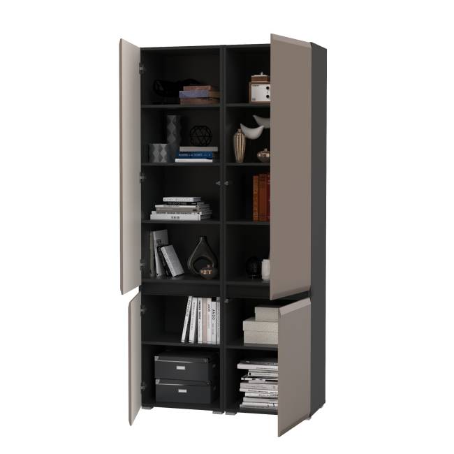 Два шкафа Сидней 13.200 цвет антрацит/МДФ веллюто капучино Два шкафа Сидней 13.200 цвет антрацит/МДФ веллюто капучино