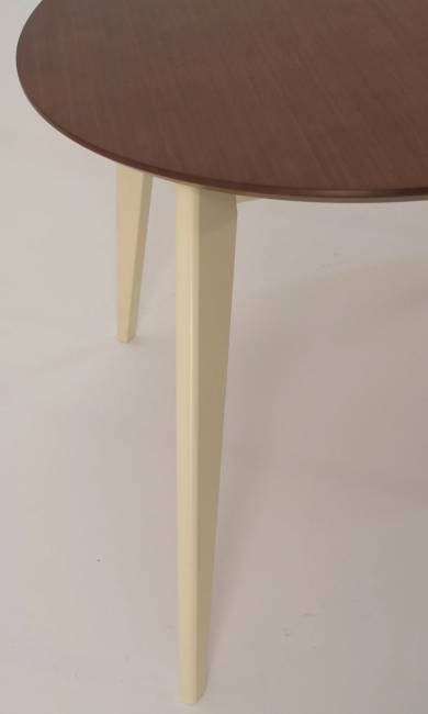 Стол обеденный круглый Сканди К90, слоновая кость/орех