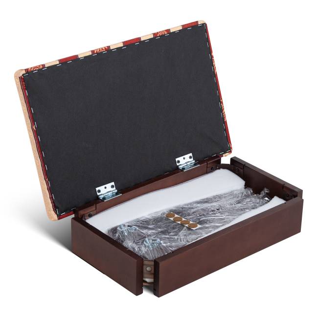 Банкетка Ретро М с ящиком средне-коричневый, ткань полоса бордо