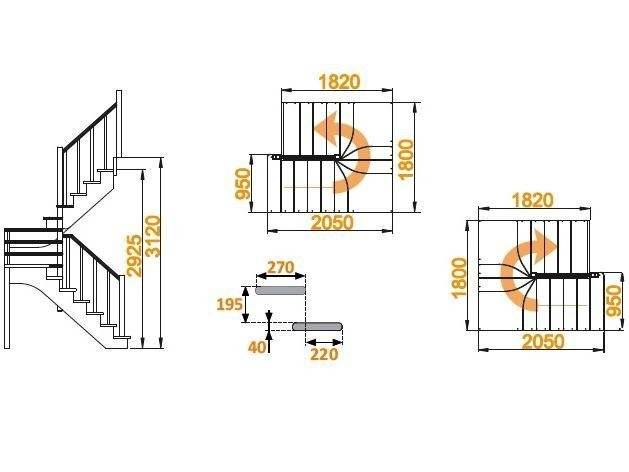 Деревянная лестница К-033м