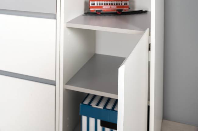 Открытые шкафы для библиотеки Торонто цвет белый шагрень/стальной серый