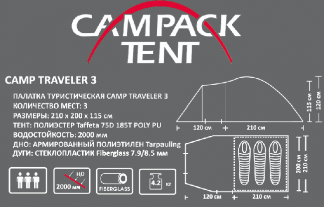 Палатка Campack Tent Camp Traveler 3 Палатка Campack Tent Camp Traveler 3
