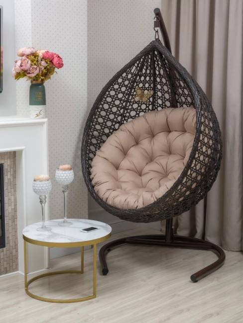 Подвесное кресло из искусственного ротанга "FRESCO-XL", коричневый Подвесное кресло из искусственного ротанга "FRESCO-XL", коричневый