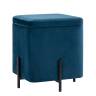 Пуф Грейс квадрат с ящиком велюр синий