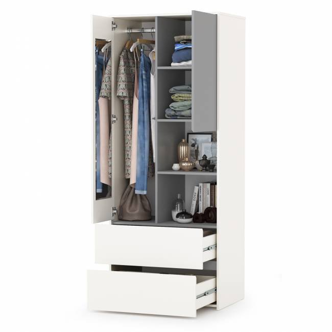 Шкаф для одежды Торонто 13.333 цвет белый шагрень/стальной серый Шкаф для одежды Торонто 13.333 цвет белый шагрень/стальной серый