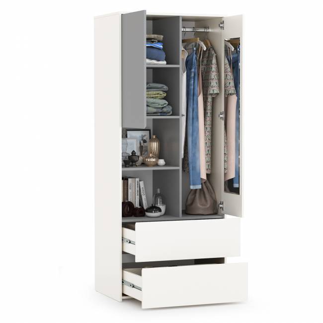 Шкаф для одежды Торонто 13.333 цвет белый шагрень/стальной серый Шкаф для одежды Торонто 13.333 цвет белый шагрень/стальной серый