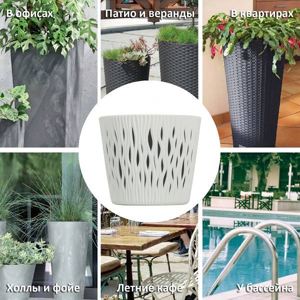 Кашпо для цветов SANDY ROUND DSR190-S449 белый 2 предмета 3л