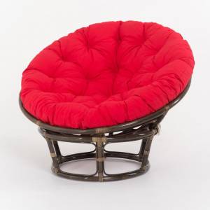 Кресло "PAPASAN" темный коньяк красная подушка Кресло "PAPASAN" темный коньяк красная подушка