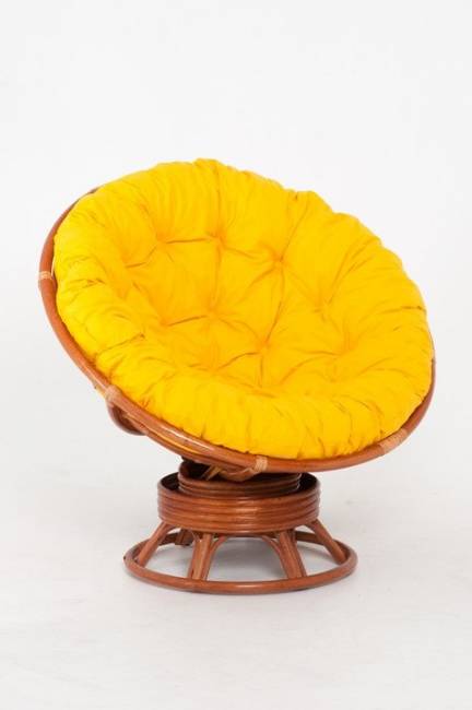 Кресло-качалка "PAPASAN"   коньяк с механизмом желтая подушка Кресло-качалка "PAPASAN"   коньяк с механизмом желтая подушка