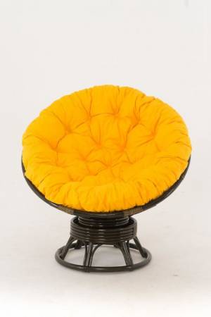 Кресло-качалка "PAPASAN"  темный коньяк с механизмом желтая подушка Кресло-качалка "PAPASAN"  темный коньяк с механизмом желтая подушка