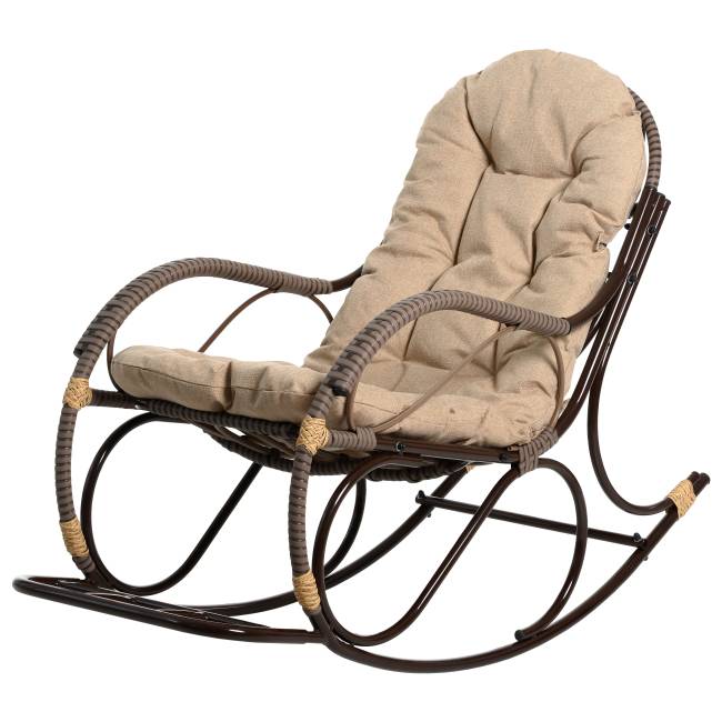 Кресло качалка с подножкой из искусственного ротанга, какао, разборное