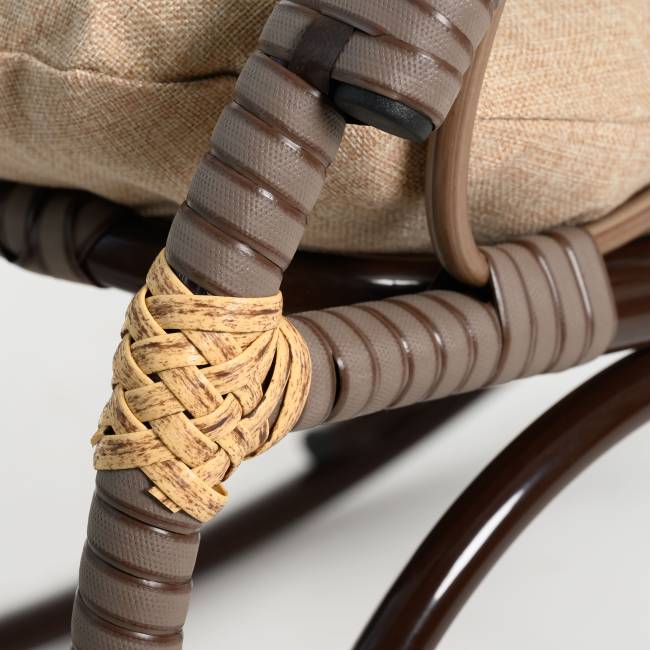 Кресло качалка с подножкой из искусственного ротанга, какао, разборное