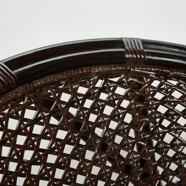 ТЕРРАСНЫЙ КОМПЛЕКТ "PELANGI" (стол со стеклом + 2 кресла) /без подушек/ ротанг, кресло 65х65х77см, стол диаметр 64х61см, walnut (грецкий орех) walnut (грецкий орех) ротанг