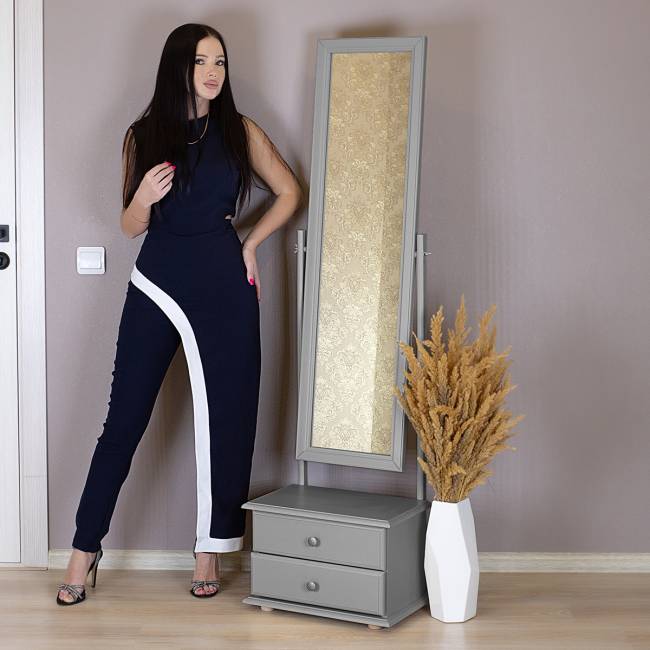 Зеркало с тумбой Селена серый 151 см х 46 см