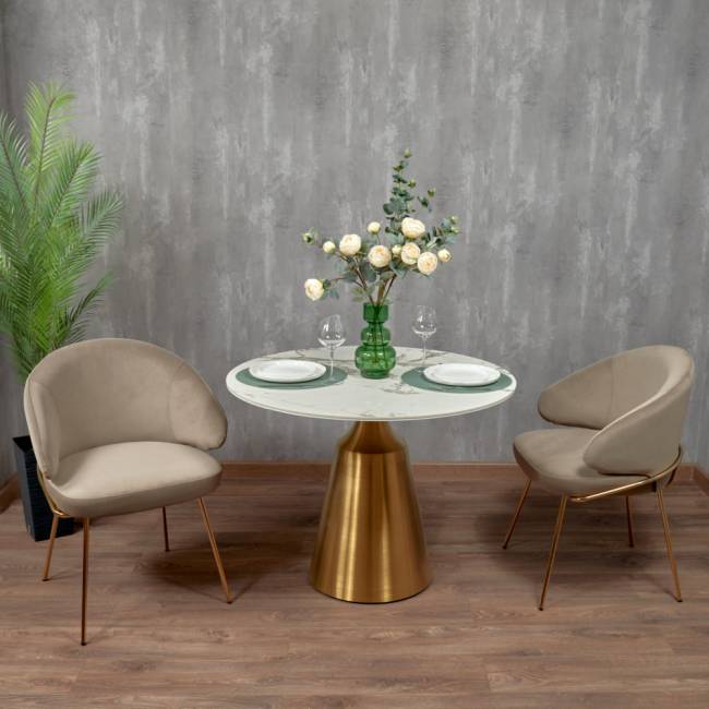 Стул-полукресло Emil кремовый с золотыми ножками Стул-полукресло Emil кремовый с золотыми ножками