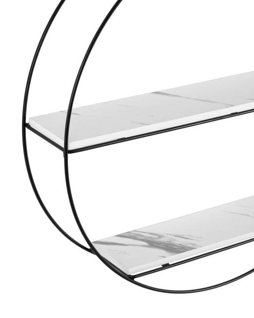 Полка Luna черная белый мрамор