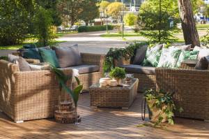 "Капучино Дабл" лаунж-зона из искусственного ротанга, цвет соломенный