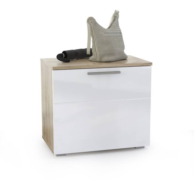 Тумба Лайн 13.234 цвет дуб крафт серый/фасады МДФ белый глянец