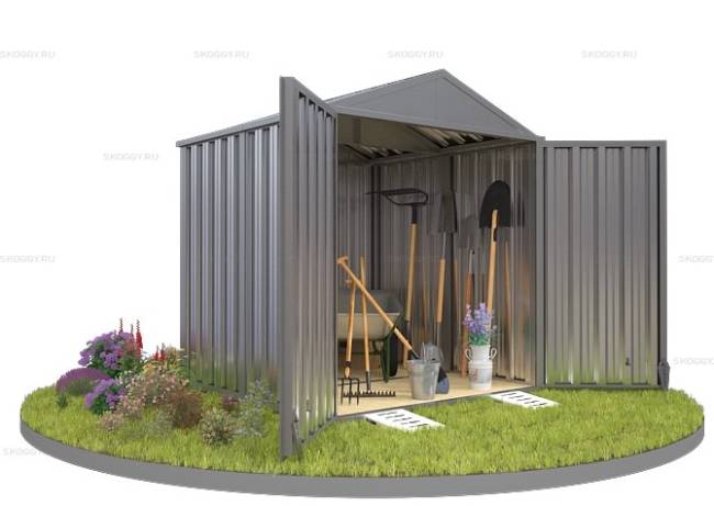 Хозблок SKOGGY секционный с двускатной крышей 2 х 2 м, цинковый Хозблок SKOGGY секционный с двускатной крышей 2 х 2 м, цинковый
