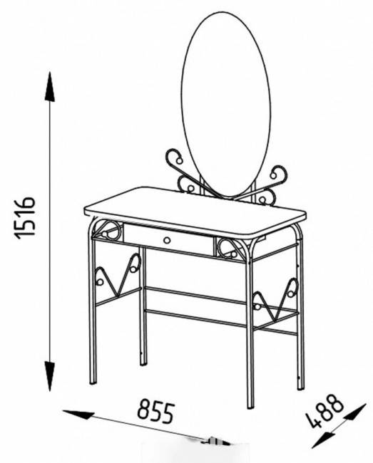 Стол дамский с ящиком ММД 303 Черный / Орех Стол дамский с ящиком ММД 303 Черный / Орех
