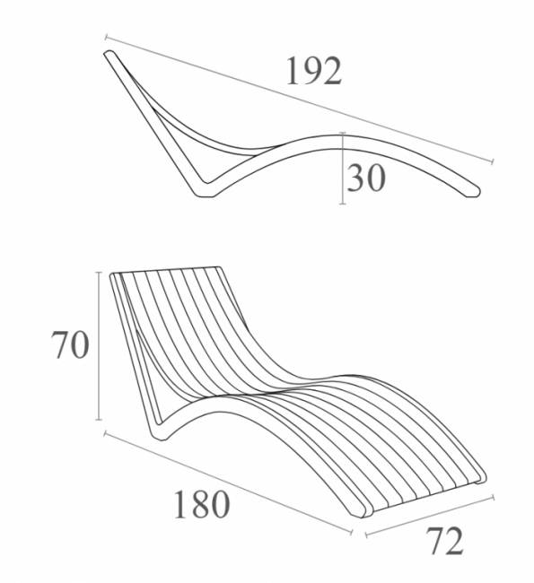 Шезлонг-лежак пластиковый Slim черный 1800х720х700 мм Шезлонг-лежак пластиковый Slim черный 1800х720х700 мм