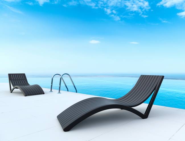 Шезлонг-лежак пластиковый Slim черный 1800х720х700 мм Шезлонг-лежак пластиковый Slim черный 1800х720х700 мм