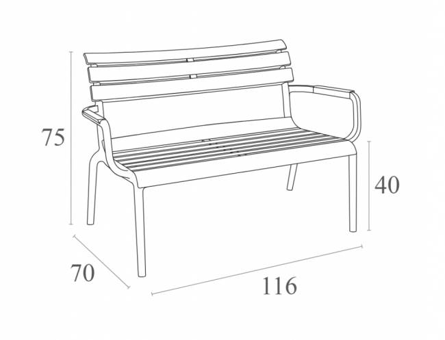 Диван пластиковый двухместный Paris Lounge темно-серый 1160х700х750 мм Диван пластиковый двухместный Paris Lounge темно-серый 1160х700х750 мм