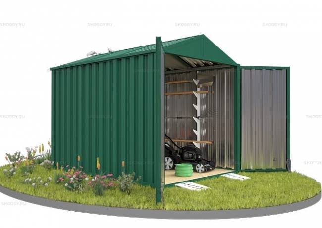 Хозблок SKOGGY секционный с двускатной крышей 3 х 2 м, зелёный мох Хозблок SKOGGY секционный с двускатной крышей 3 х 2 м, зелёный мох