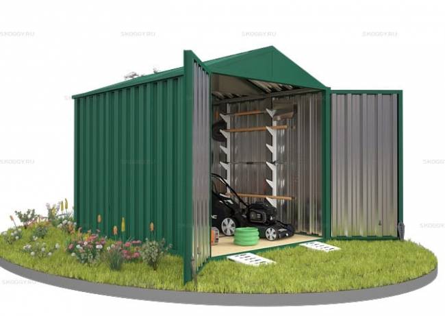 Хозблок SKOGGY секционный с двускатной крышей 3 х 2 м, зелёный мох Хозблок SKOGGY секционный с двускатной крышей 3 х 2 м, зелёный мох