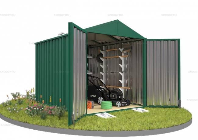 Хозблок SKOGGY секционный с двускатной крышей 3 х 2 м, зелёный мох Хозблок SKOGGY секционный с двускатной крышей 3 х 2 м, зелёный мох