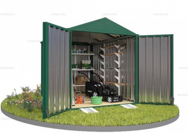 Хозблок SKOGGY секционный с двускатной крышей 3 х 2 м, зелёный мох Хозблок SKOGGY секционный с двускатной крышей 3 х 2 м, зелёный мох