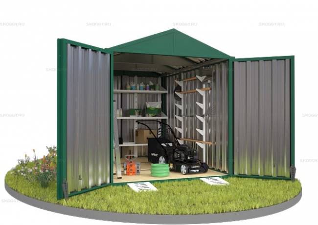 Хозблок SKOGGY секционный с двускатной крышей 3 х 2 м, зелёный мох Хозблок SKOGGY секционный с двускатной крышей 3 х 2 м, зелёный мох