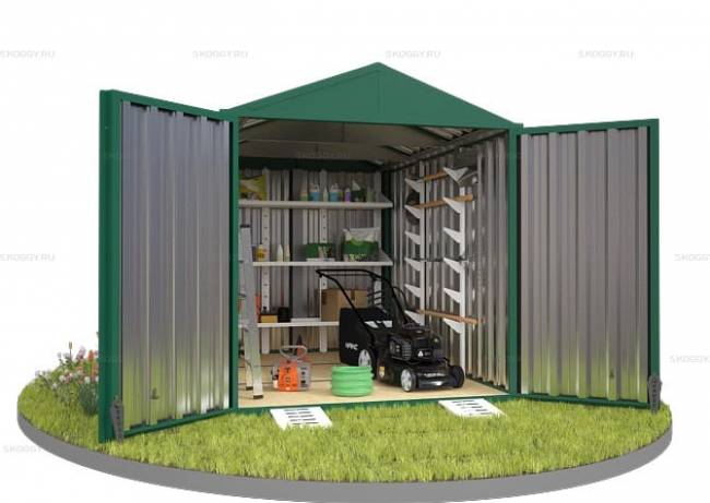 Хозблок SKOGGY секционный с двускатной крышей 3 х 2 м, зелёный мох Хозблок SKOGGY секционный с двускатной крышей 3 х 2 м, зелёный мох