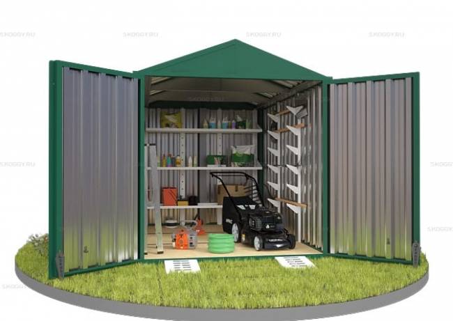 Хозблок SKOGGY секционный с двускатной крышей 3 х 2 м, зелёный мох Хозблок SKOGGY секционный с двускатной крышей 3 х 2 м, зелёный мох