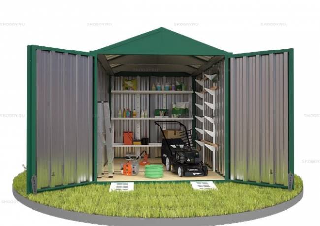 Хозблок SKOGGY секционный с двускатной крышей 3 х 2 м, зелёный мох Хозблок SKOGGY секционный с двускатной крышей 3 х 2 м, зелёный мох