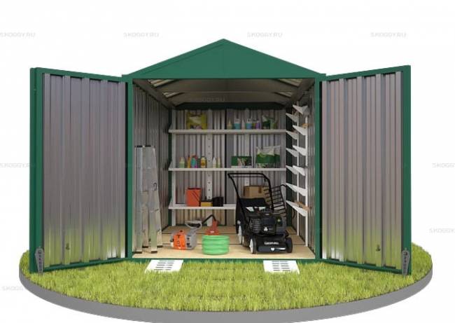 Хозблок SKOGGY секционный с двускатной крышей 3 х 2 м, зелёный мох Хозблок SKOGGY секционный с двускатной крышей 3 х 2 м, зелёный мох