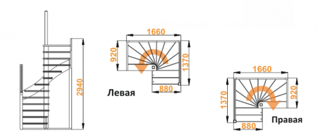 Деревянная лестница К-005м/1 под покраску