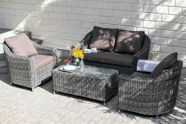 "Кон Панна" диван из искусственного ротанга двухместный, цвет графит "Кон Панна" диван из искусственного ротанга двухместный, цвет графит