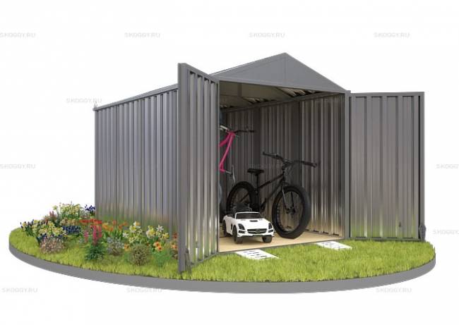 Хозблок SKOGGY секционный с двускатной крышей 4 х 2 м, цинковый Хозблок SKOGGY секционный с двускатной крышей 4 х 2 м, цинковый