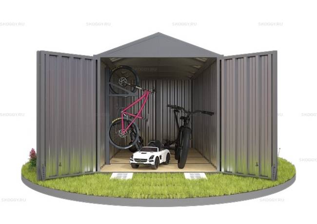 Хозблок SKOGGY секционный с двускатной крышей 4 х 2 м, цинковый Хозблок SKOGGY секционный с двускатной крышей 4 х 2 м, цинковый