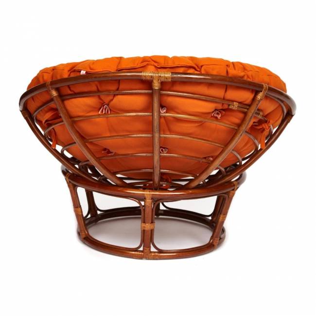 Кресло PAPASAN/ПАПАСАН 23/01 W  /с подушкой/ диаметр подушки 122 см, 115х101х104 см, Pecan (орех), ткань Оранжевый, С 23 Pecan (орех)