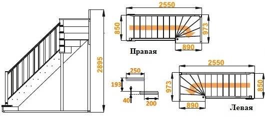 Деревянная лестница ЛС-215м под покраску