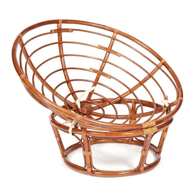 Кресло PAPASAN/ПАПАСАН 23/01 W  /с подушкой/ диаметр подушки 125 см, 115х101х104 см, Pecan (орех), флок Олива, 23 Pecan (орех)